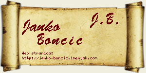 Janko Bončić vizit kartica